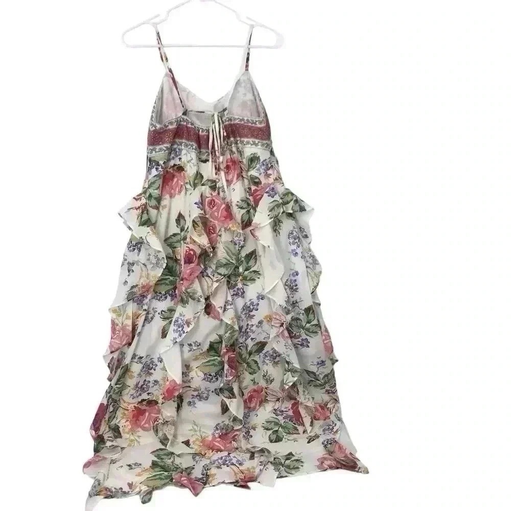 Alix of Bohemia Filipa Rosa Wildflower Dress M Cotton Ruffle Boho Resort Luxury - Picture 5 of 16